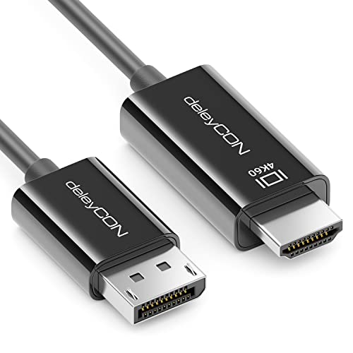 deleyCON 2m DisplayPort auf HDMI Kabel - 4K@60Hz UHD 3840x2160 HDCP - DP Stecker auf HDMI Stecker - für TV Beamer Laptop Monitor - Schwarz von deleyCON