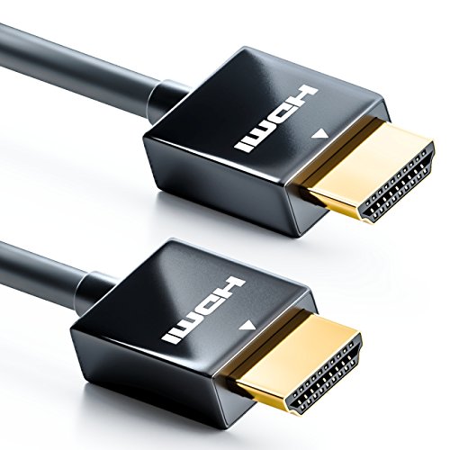deleyCON 2m HDMI Kabel Slim High Speed mit Ethernet 3D 4K Ultra HD UHD Super Flexibel LED CURVED LCD TFT TV - Schwarz von deleyCON