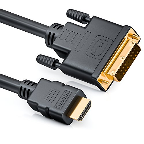 deleyCON 2m HDMI zu DVI Kabel DVI-D DVI-I High Speed 3D Ready Adapterkabel 1080p FULL HD HDTV 3D Beamer Laptop Monitor TV - Schwarz von deleyCON