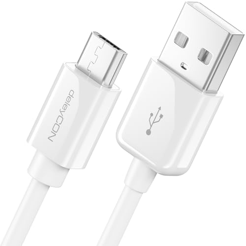 deleyCON 2m Micro USB Ladekabel Datenkabel Kompatibel für Android Handys Smartphones Tablets MP3 Player Kameras uvm. - Weiß von deleyCON