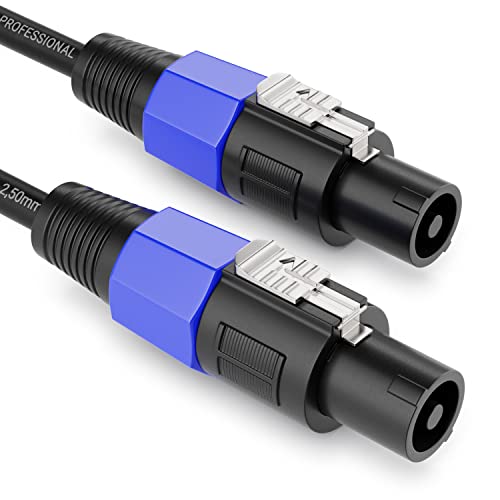 deleyCON 2m PA Lautsprecherkabel - Studio Qualität - aus reinem OFC Kupfer - Kabel für PA Lautsprecher 2-Polig 2x 2,5mm² (AWG13) 8,3mm - Metallverriegelung von deleyCON
