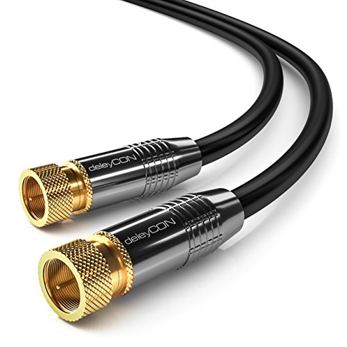 deleyCON 2m SAT Antennenkabel Satellitenkabel Koaxialkabel für DVB-S/S2 4K Ultra-HD FULL-HD 1080p HDTV - 2x F-Stecker Metallstecker - Schwarz deleyCON 2m SAT Antennenkabel Satellitenkabel Koaxialkabel für DVB-S/S2 4K Ultra-HD FULL-HD 1080p HDTV - 2x F-Stecker Metallstecker - Schwarz von deleyCON
