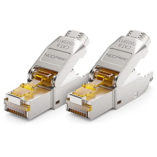 deleyCON 2x CAT 8 Netzwerkstecker RJ45 Werkzeuglos Geschirmt 40 Gbit/s Netzwerk Stecker für Starre Verlegekabel Rohkabel Steckverbinder RJ45 Ethernet LAN DSL Patchkabel deleyCON 2x CAT 8 Netzwerkstecker RJ45 Werkzeuglos Geschirmt 40 Gbit/s Netzwerk Stecker für Starre Verlegekabel Rohkabel Steckverbinder RJ45 Ethernet LAN DSL Patchkabel von deleyCON