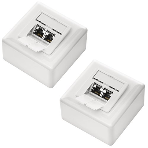 deleyCON 2x CAT6 Universal Netzwerkdose - 2x RJ45 Port - Geschirmt - Aufputz oder Unterputz - 1 Gigabit Ethernet Netzwerk - EIA/TIA 568A&B - Weiß deleyCON 2x CAT6 Universal Netzwerkdose - 2x RJ45 Port - Geschirmt - Aufputz oder Unterputz - 1 Gigabit Ethernet Netzwerk - EIA/TIA 568A&B - Weiß von deleyCON
