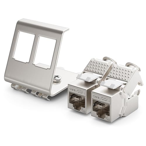 deleyCON 2x CAT6a Keystone Jack Modul mit 1x 2-Port Hutschienenadapter als Set Metall STP Schirmung RJ45 Buchse 10 Gbit/s Netzwerk Snap-In Montage für 35mm Hutschienen deleyCON 2x CAT6a Keystone Jack Modul mit 1x 2-Port Hutschienenadapter als Set Metall STP Schirmung RJ45 Buchse 10 Gbit/s Netzwerk Snap-In Montage für 35mm Hutschienen von deleyCON