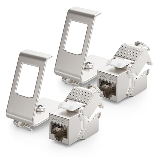 deleyCON 2x CAT6a Keystone Jack Modul mit 2x 1-Port Hutschienenadapter als Set Metall STP Schirmung RJ45 Buchse 10 Gbit/s Netzwerk Snap-In Montage für 35mm Hutschienen deleyCON 2x CAT6a Keystone Jack Modul mit 2x 1-Port Hutschienenadapter als Set Metall STP Schirmung RJ45 Buchse 10 Gbit/s Netzwerk Snap-In Montage für 35mm Hutschienen von deleyCON