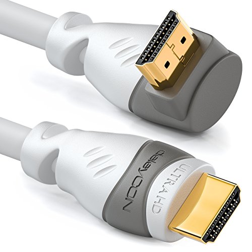 deleyCON 3,0m HDMI 270° Grad Winkel Kabel - Kompatibel zu HDMI 2.0/1.4 - UHD 4K HDR 3D 1080p 2160p ARC - Weiß von deleyCON