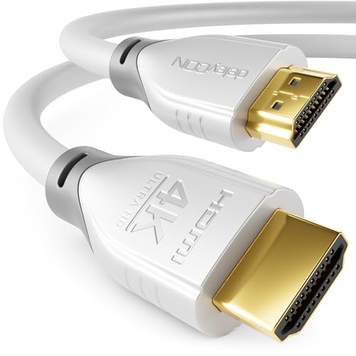 deleyCON HDMI Kabel 3,0m 4K@60Hz 2K@165Hz mit ARC Ethernet UHD HDR 3D High Speed 18Gbps HDMI Kabel für Soundbar Fernseher Blu-Ray Beamer Laptop TV PS4 PS5 Konsole PC Monitor - Weiß Grau deleyCON HDMI Kabel 3,0m 4K@60Hz 2K@165Hz mit ARC Ethernet UHD HDR 3D High Speed 18Gbps HDMI Kabel für Soundbar Fernseher Blu-Ray Beamer Laptop TV PS4 PS5 Konsole PC Monitor - Weiß Grau von deleyCON