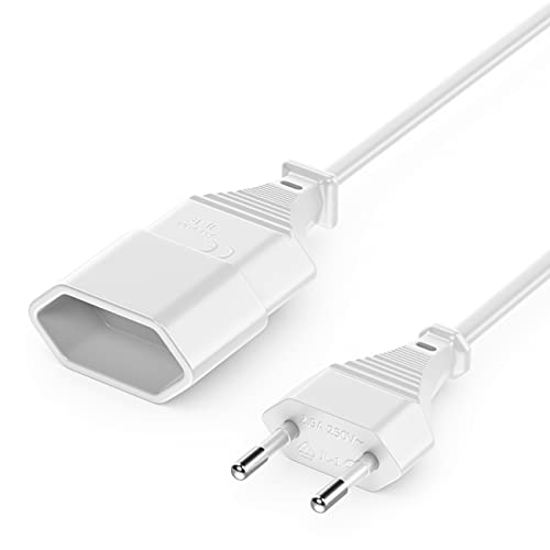 deleyCON 3,0m Stromkabel Verlängerung Netzkabel Verlängerungskabel Typ-C-Stecker Eurostecker auf Typ-C Euro Buchse TV PC Computer Monitor Beamer Lampe Haushaltsgeräte - Weiß von deleyCON