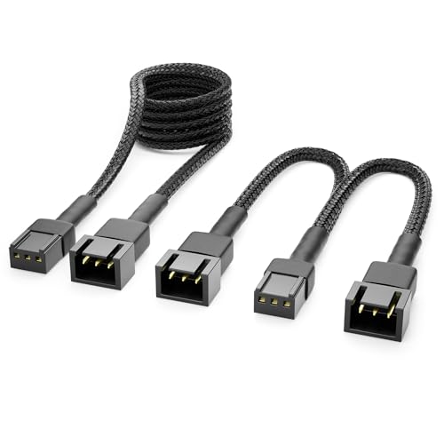 deleyCON 3-Pin Lüfter Kabel Set Verlängerungskabel - 90 cm Verlängerungskabel + 15 cm Y-Kabel Nylonkabel Plug & Play für PC Computer Workstation Schwarz deleyCON 3-Pin Lüfter Kabel Set Verlängerungskabel - 90 cm Verlängerungskabel + 15 cm Y-Kabel Nylonkabel Plug & Play für PC Computer Workstation Schwarz von deleyCON