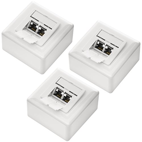 deleyCON 3x CAT6 Universal Netzwerkdose - 2x RJ45 Port - Geschirmt - Aufputz oder Unterputz - 1 Gigabit Ethernet Netzwerk - EIA/TIA 568A&B - Weiß deleyCON 3x CAT6 Universal Netzwerkdose - 2x RJ45 Port - Geschirmt - Aufputz oder Unterputz - 1 Gigabit Ethernet Netzwerk - EIA/TIA 568A&B - Weiß von deleyCON