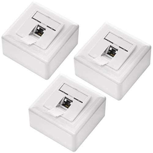 deleyCON 3x CAT6a Universal Netzwerkdose - 1x RJ45 Port - Geschirmt - Aufputz oder Unterputz - 10 Gigabit Ethernet Netzwerk - EIA/TIA 568A&B - Weiß deleyCON 3x CAT6a Universal Netzwerkdose - 1x RJ45 Port - Geschirmt - Aufputz oder Unterputz - 10 Gigabit Ethernet Netzwerk - EIA/TIA 568A&B - Weiß von deleyCON