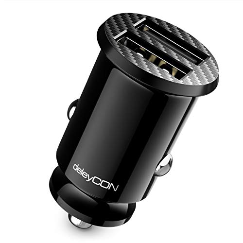 deleyCON 4,8A Zigarettenanzünder USB Ladegerät - 4800mA Schnellladung 2-Port USB - Mini KFZ Auto Ladegerät von deleyCON