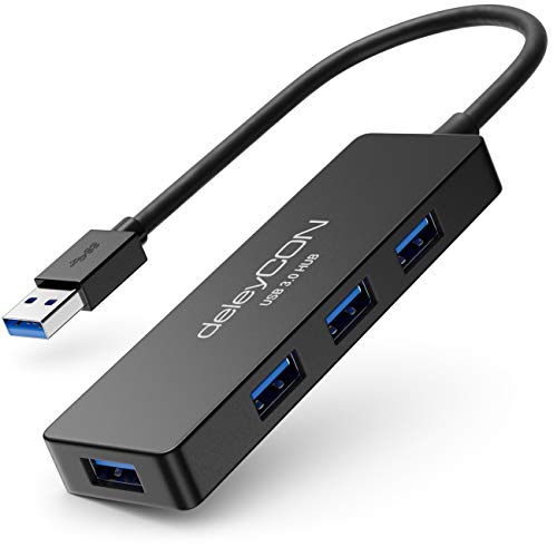 deleyCON 4 Port USB 3.0 HUB Datenhub USB Erweiterung bis 5Gbit/s PC Computer Laptop Notebook Windows & Mac 4X USB3.0 Port Verteiler Dockingstation von deleyCON