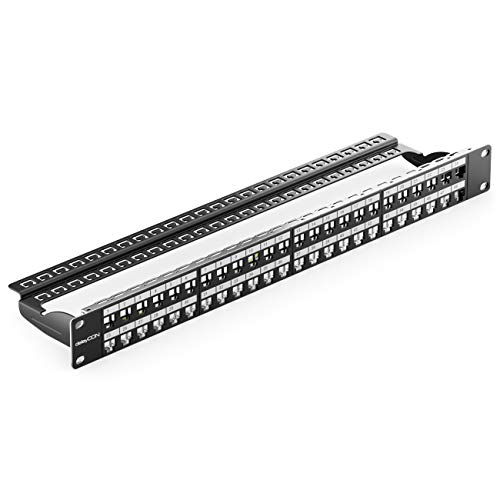 deleyCON 48 Port Patchpanel Patchfeld Modular für RJ45 Keystone Module 1 HE 19" Zoll Rackeinbau Kompatibel CAT5 CAT6 CAT7 CAT8 LAN Netzwerk Verlegekabel Schwarz deleyCON 48 Port Patchpanel Patchfeld Modular für RJ45 Keystone Module 1 HE 19" Zoll Rackeinbau Kompatibel CAT5 CAT6 CAT7 CAT8 LAN Netzwerk Verlegekabel Schwarz von deleyCON