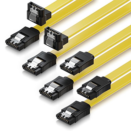 deleyCON 4x 50cm SATA III Kabel S-ATA 3 Datenkabel 6 GBit/s Verbindungskabel Anschlusskabel für HDD SSD - Metall-Clip - 2x Gerade zu Gerade + 2x 90° zu Gerade - Gelb deleyCON 4x 50cm SATA III Kabel S-ATA 3 Datenkabel 6 GBit/s Verbindungskabel Anschlusskabel für HDD SSD - Metall-Clip - 2x Gerade zu Gerade + 2x 90° zu Gerade - Gelb von deleyCON
