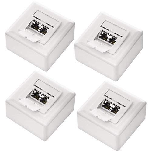 deleyCON 4x CAT 6a Universal Netzwerkdose - 2x RJ45 Port - Geschirmt - Aufputz oder Unterputz - 10 Gigabit Ethernet Netzwerk - EIA/TIA 568A&B - Weiß deleyCON 4x CAT 6a Universal Netzwerkdose - 2x RJ45 Port - Geschirmt - Aufputz oder Unterputz - 10 Gigabit Ethernet Netzwerk - EIA/TIA 568A&B - Weiß von deleyCON