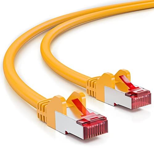 deleyCON 5m CAT6 Patchkabel S/FTP PIMF Schirmung CAT-6 RJ45 Netzwerkkabel Ethernetkabel LAN DSL Switch Router Modem Access Point Patchfelder - Gelb von deleyCON