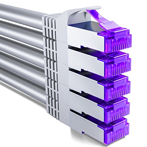 deleyCON 5x 0,5m CAT7 Netzwerkkabel - 10 Gigabit - Kurzes 50cm RJ45 Patchkabel Ethernet Kabel (Kupfer, SFTP PiMF Schirmung) - LAN DSL Switch Modem Router Patchpanel CAT7 CAT6 CAT5 - Grau von deleyCON