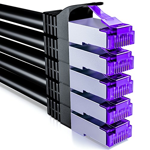 deleyCON 5x 2m CAT7 Netzwerkkabel - 10 Gigabit - RJ45 Patchkabel Ethernet Kabel (Kupfer, SFTP PiMF Schirmung) - LAN DSL Switch Modem Router Patchpanel CAT7 CAT6 CAT5 - Schwarz von deleyCON