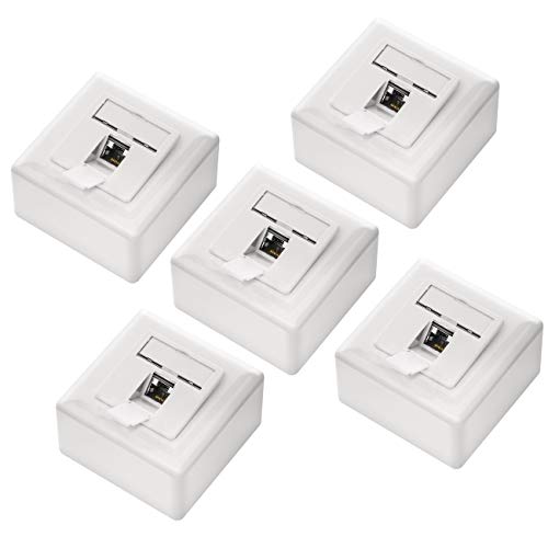 deleyCON 5x CAT6a Universal Netzwerkdose - 1x RJ45 Port - Geschirmt - Aufputz oder Unterputz - 10 Gigabit Ethernet Netzwerk - EIA/TIA 568A&B - Weiß deleyCON 5x CAT6a Universal Netzwerkdose - 1x RJ45 Port - Geschirmt - Aufputz oder Unterputz - 10 Gigabit Ethernet Netzwerk - EIA/TIA 568A&B - Weiß von deleyCON