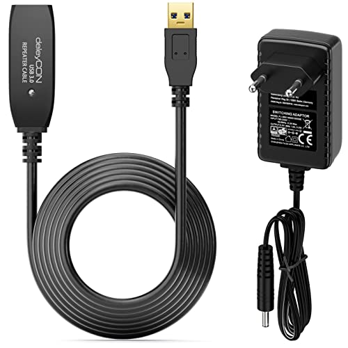 deleyCON 7,5m Aktives USB 3.0 Kabel Aktive Verlängerung mit 1 Signalverstärker & Netzteil USB3.0 Repeaterkabel Verlängerungskabel PC Computer Drucker Scanner deleyCON 7,5m Aktives USB 3.0 Kabel Aktive Verlängerung mit 1 Signalverstärker & Netzteil USB3.0 Repeaterkabel Verlängerungskabel PC Computer Drucker Scanner von deleyCON