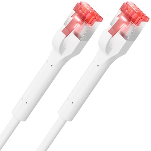deleyCON 7,5m CAT 6A Patchkabel Slim Biegsamer RJ45 Stecker 10 Gbit/s GIGABIT LAN DSL RJ45 Ethernet Netzwerkkabel Halogenfrei Weiß von deleyCON