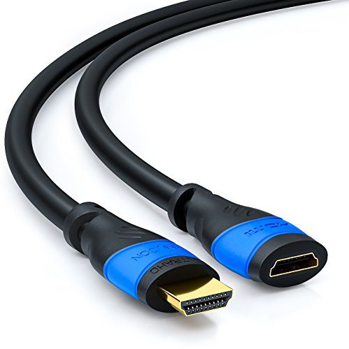 deleyCON 7,5m HDMI Verlängerung - Kompatibel zu HDMI 2.0a/b/1.4a - UHD 4K 3D 1080p 2160p ARC HDMI Type A (Standard) Schwarz-Blau von deleyCON