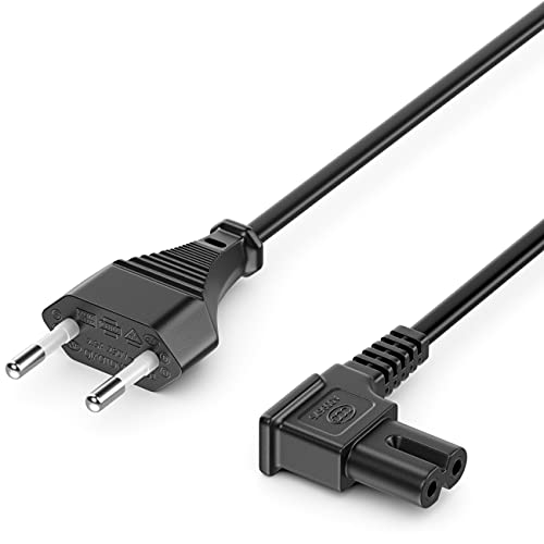 deleyCON 7,5m Netzkabel Stromkabel Strom Kabel Stecker Typ C Eurostecker auf C7 Buchse 90° Gewinkelt Euro-Netzkabel Kleingerätekabel Euro 8 TV Blu-Ray Haushaltsgeräte Netzteile - Schwarz von deleyCON