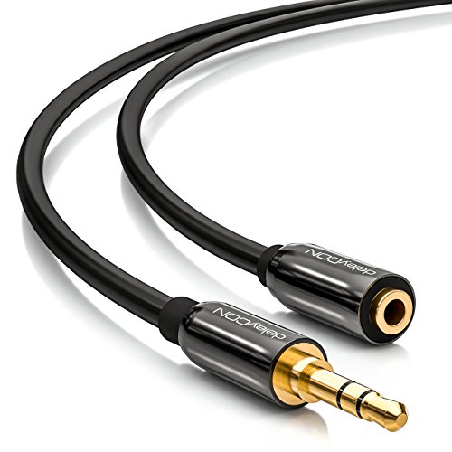 deleyCON 7,5m Stereo Audio Klinken Verlängerungskabel - 3,5mm Klinken Buchse zu 3,5mm Klinken Stecker - AUX Kabel Metallstecker - Schwarz von deleyCON