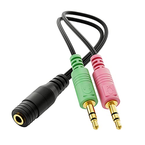 deleyCON Adapter Audio Klinken Y Adapter Kabel Stereo - 1x 3,5mm Klinke Buchse CTIA 4 Polig TRRS auf 2X 3,5mm Klinke Stecker - Smartphone Headset an PC oder Laptop deleyCON Adapter Audio Klinken Y Adapter Kabel Stereo - 1x 3,5mm Klinke Buchse CTIA 4 Polig TRRS auf 2X 3,5mm Klinke Stecker - Smartphone Headset an PC oder Laptop von deleyCON