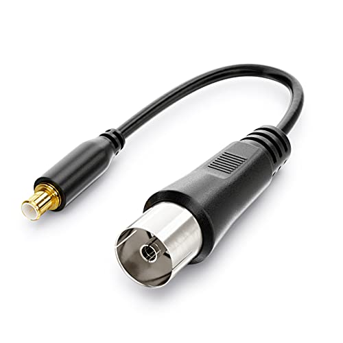 deleyCON Antenne Koaxial zu DVB-T Adapter (MCX) - Antennen-Buchse zu DVB-T Stecker - Kompatibel mit DVB-T Geräte - Schwarz von deleyCON