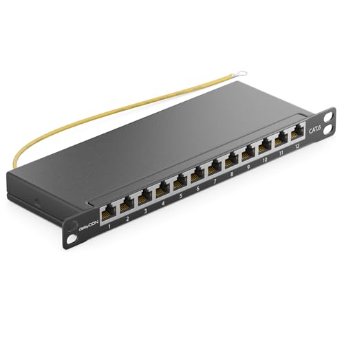 deleyCON CAT 6 0,5 HE Patchpanel Mini Verteilerfeld 12 Port - Desktop 10" Zoll Rackeinbau Servermontage RJ45 geschirmt TIA568A TIA568B RAL 9005 Schwarz deleyCON CAT 6 0,5 HE Patchpanel Mini Verteilerfeld 12 Port - Desktop 10" Zoll Rackeinbau Servermontage RJ45 geschirmt TIA568A TIA568B RAL 9005 Schwarz von deleyCON