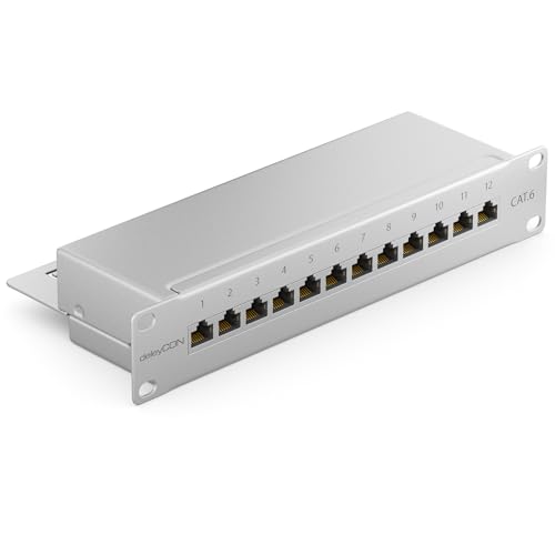 deleyCON CAT 6 Patchpanel Verteilerfeld 12 Port - Desktop 10" Zoll Rackeinbau Servermontage - RJ45 - Geschirmt - TIA568A TIA568B Grau deleyCON CAT 6 Patchpanel Verteilerfeld 12 Port - Desktop 10" Zoll Rackeinbau Servermontage - RJ45 - Geschirmt - TIA568A TIA568B Grau von deleyCON