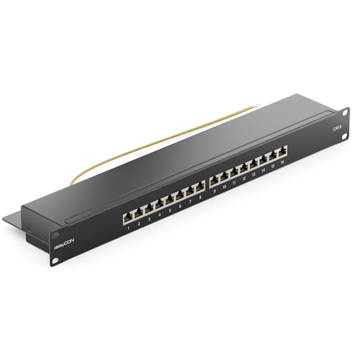 deleyCON CAT 6 Patchpanel Verteilerfeld 16 Port - Desktop 19" Zoll Rackeinbau Servermontage - RJ45 - Geschirmt - TIA568A TIA568B Schwarz deleyCON CAT 6 Patchpanel Verteilerfeld 16 Port - Desktop 19" Zoll Rackeinbau Servermontage - RJ45 - Geschirmt - TIA568A TIA568B Schwarz von deleyCON