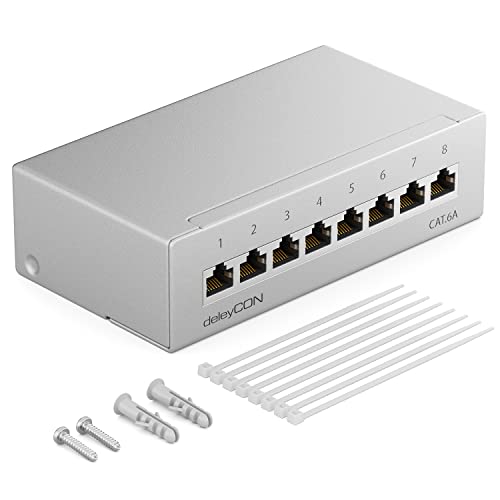 deleyCON CAT 6a Patchpanel Verteilerfeld 8 Port 1 HE Desktop & Wandmontage Geschirmt 8x RJ45 Buchse LAN Netzwerk Verlegekabel TIA568A TIA568B RAL 7035 Lichtgrau deleyCON CAT 6a Patchpanel Verteilerfeld 8 Port 1 HE Desktop & Wandmontage Geschirmt 8x RJ45 Buchse LAN Netzwerk Verlegekabel TIA568A TIA568B RAL 7035 Lichtgrau von deleyCON