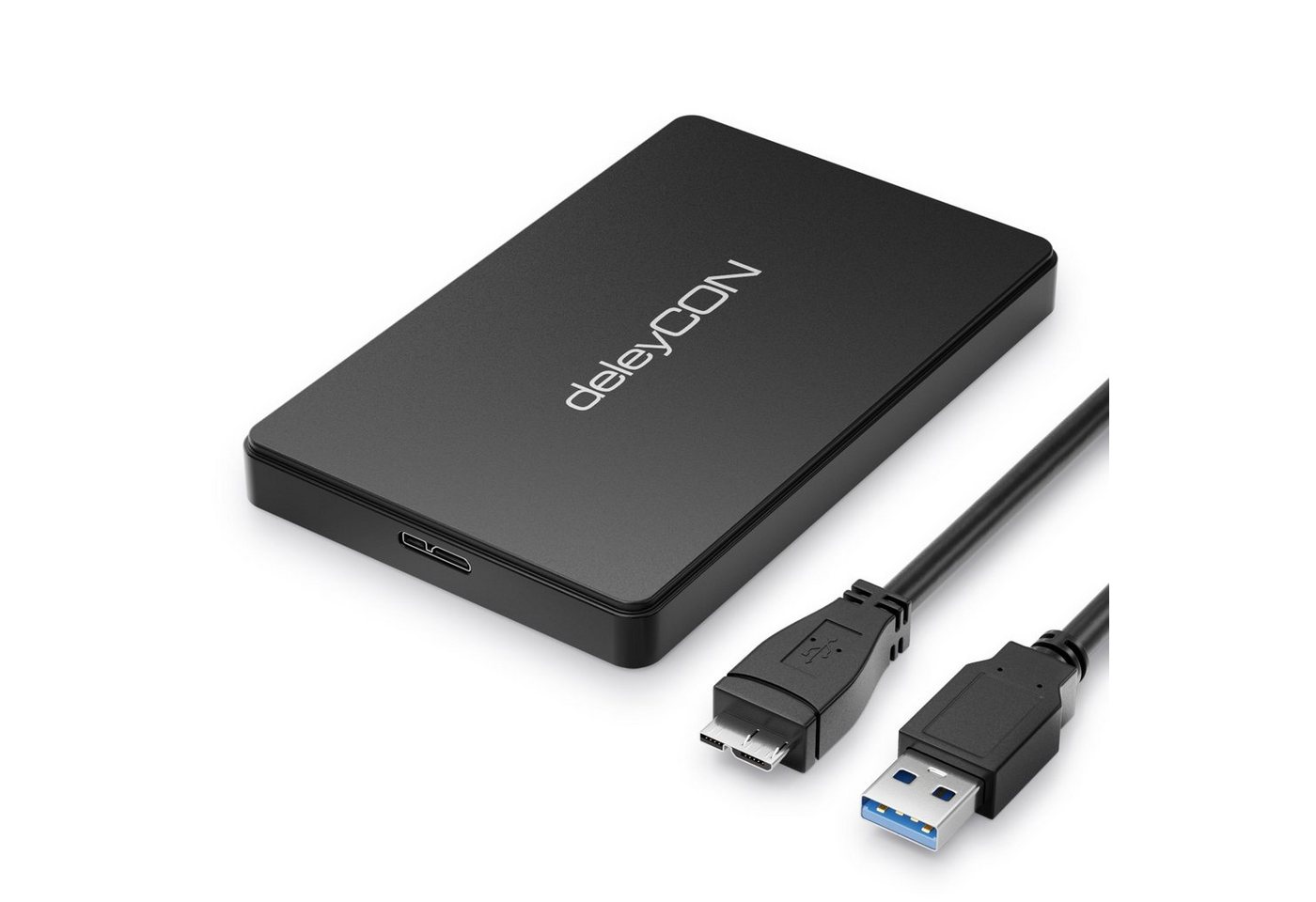 deleyCON Festplatten-Gehäuse deleyCON Festplattengehäuse 2,5“ SATA3 HDD SSD 7mm & 9,5mm Micro-USB von deleyCON