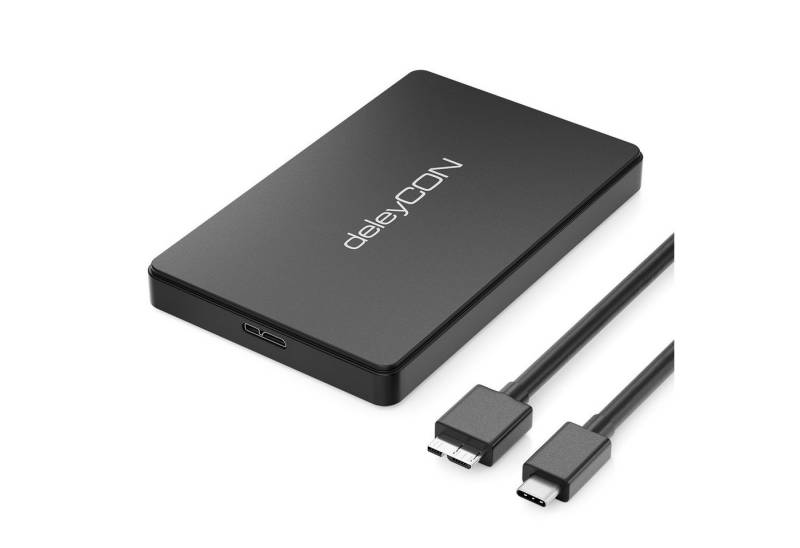 deleyCON Festplatten-Gehäuse deleyCON USB-C Festplattengehäuse 2,5" HDD SSD 7mm 9mm USB 3.1 Gen 1 von deleyCON