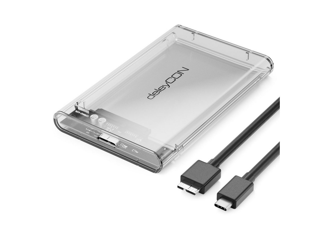 deleyCON Festplatten-Gehäuse deleyCON USB-C Festplattengehäuse 2,5 HDD SSD 7mm 9mm USB3.1 Gen 1" von deleyCON