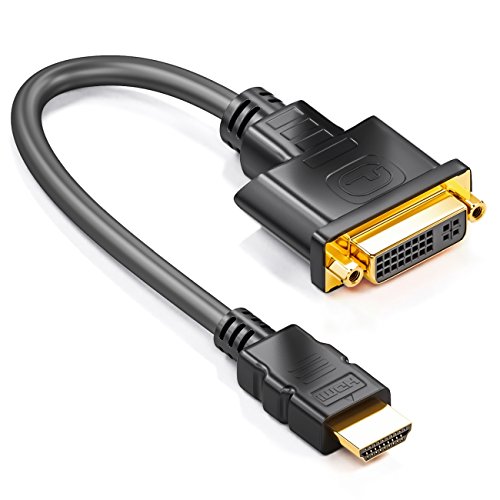 deleyCON HDMI zu DVI Adapter-Kabel - HDMI Stecker zu DVI Buchse 24+5-1080p Full HD HDTV 1920x1080 - vergoldete Kontakte - TV Beamer PC - Schwarz von deleyCON
