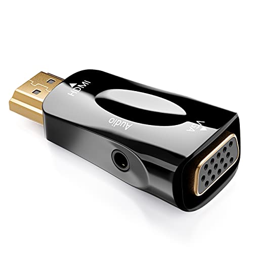 deleyCON HDMI zu VGA Adapter mit Audio Übertragung - Kabel Adapter Stecker HDMI-Stecker zu VGA-Buchse 3,5mm Klinke Audio Buchse Vergoldete Kontakte für TV Beamer Computer Laptop Notebook von deleyCON