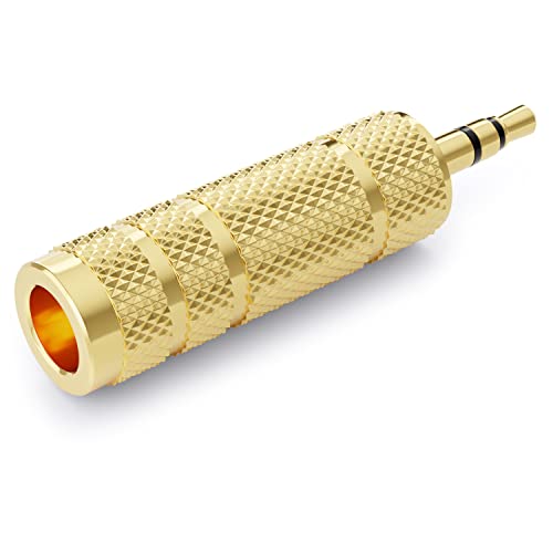 deleyCON Klinke Adapter [1 Stück] 3,5mm auf 6,35mm - Stereo Audio Kupplung - für Handy Smartphone Tablet PC Notebook Computer HiFi Receiver Verstärker Heimkino TRS von deleyCON