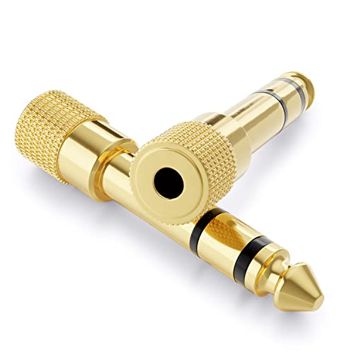 deleyCON Klinke Adapter [2 Stück] 6,35mm auf 3,5mm - Stereo Audio Kupplung Klinkenadapter - Für Kopfhörer Gitarre HiFi Receiver Verstärker Heimkino Mischpult Keyboard TRS von deleyCON