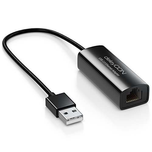 deleyCON LAN Adapter USB Netzwerkadapter USB 2.0 USB A auf RJ45 100Mbit Ethernet PC Notebook Ultrabook Tablet-PC Windows Mac - Schwarz von deleyCON