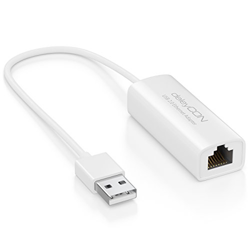 deleyCON LAN Adapter USB Netzwerkadapter USB 2.0 USB A auf RJ45 100Mbit Ethernet PC Notebook Ultrabook Tablet-PC Windows Mac - Weiß von deleyCON