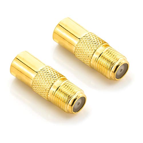 deleyCON SAT Antennenadapter Koaxialkabel auf TV Stecker Adapter - F-Buchse auf IEC-Stecker Kupplung Verbinder Koaxial Kabel 2 Stück Vergoldet deleyCON SAT Antennenadapter Koaxialkabel auf TV Stecker Adapter - F-Buchse auf IEC-Stecker Kupplung Verbinder Koaxial Kabel 2 Stück Vergoldet von deleyCON