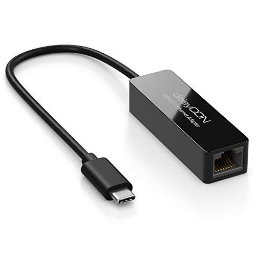 deleyCON USB-C auf RJ45 LAN Adapter Ethernet Gigabit - USB 3.0 (USB 3.1 Gen1) Kompatibel mit Windows Mac PC Notebook Ultrabook Tablet-PC - Schwarz von deleyCON
