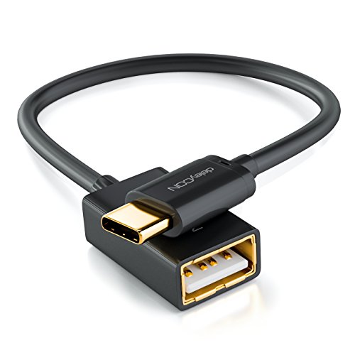 deleyCON USB-C auf USB-A Adapter Kabel OTG - USB C Stecker auf USB A Buchse - für PC Computer Laptop Tablet Smartphone 10cm - Schwarz von deleyCON