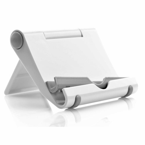 deleyCON Universal Tablet Ständer - Winkel verstellbar für iPad / Galaxy Tab usw - mit & ohne Case nutzbar - Weiß von deleyCON