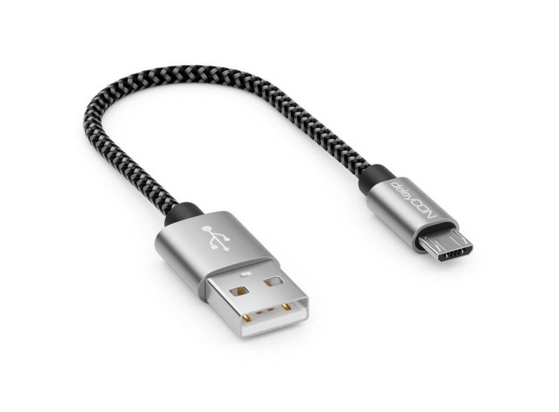 deleyCON deleyCON 0,15m Nylon Micro USB Kabel Ladekabel Datenkabel USB-Kabel von deleyCON